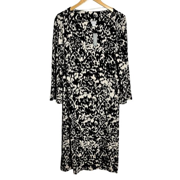 Chico's Travelers Dress Women 2 (12/14) Plus Size Black White Modest Minimal NWT - Picture 1 of 7